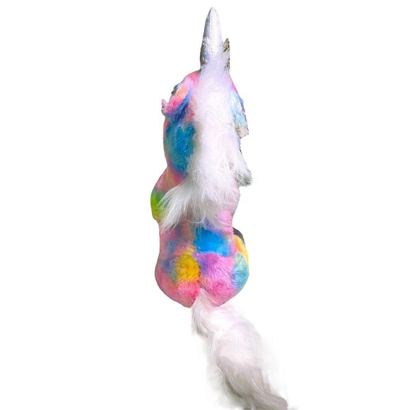 Build a Bear Rainbow Unicorn Tie-Dye Plush 17” Tall Sparkly Metallic Hooves/Horn - Picture 10 of 11